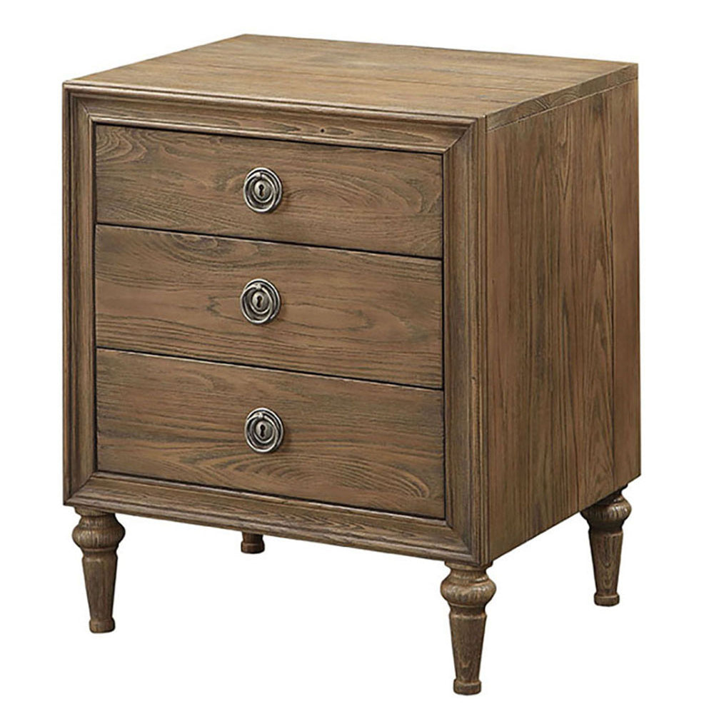 Reclaimed Oak Nightstand With 3 Drawer Oak 3 Drawers Bedroom Rectangle Drawers Oak Wood