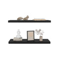 Floating Shelf Dallas, Living Room, Black Black Particle Board Engineered Wood