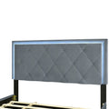 Full Size Velvet Storage Platform Bed, With 2 Big Drawers, T Size Trundle And Led Light, Gray Gray Velvet