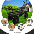 3 Cu. Ft. 300 Lbs. Capacity Removable Sides Metal Steel Mesh Heavy Duty Utility Wagon Outdoor Garden Cart In Black Black Steel