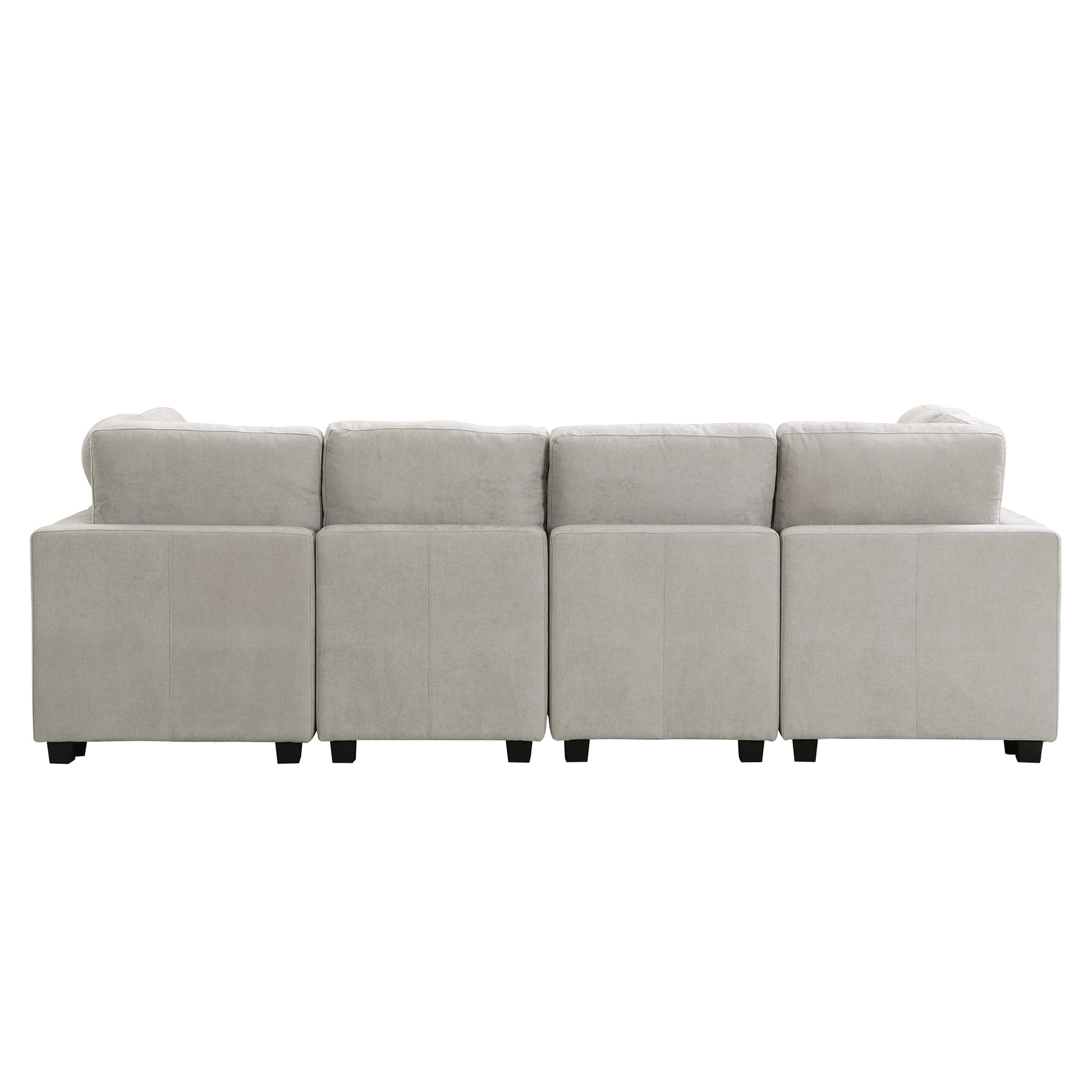 103" Sectional Sofa Couch Sofa Bed U Shaped Sofa With Two Movable Ottoman And Three Usb Ports For Living Room, Grey Grey Foam Chenille 6 Seat