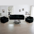 Sofa Set Of 3, 1 1 3 Seats Living Room Sofa Set, Accent Chair, Loveseat, And Three Seat Sofa Modern Style Round Arms 3 Piece Sofa Set, Black Chenille Black Chenille 5 Seat