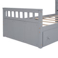 L Shaped Space Saving Twin Loft And Twin Platform Bed With 7 Drawers And Full Guardrails Gray Twin Gray Solid Wood