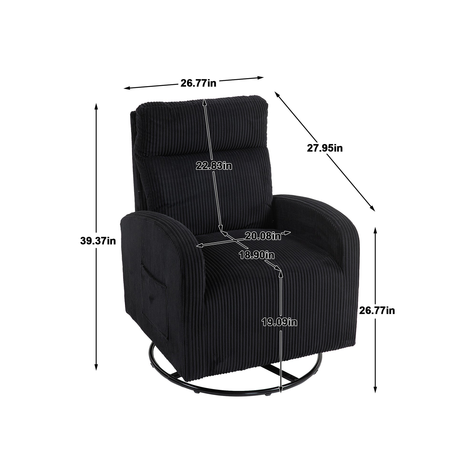 Jiada Upholstered Swivel Glider.Flannel Fabric.Rocking Chair For Nursery In Black.Modern Style One Left Bag Black Primary Living Space Foam Corduroy