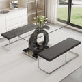 Table And Chair Set, Large Modern Minimalist Rectangular Glass Dining Table Suitable For 6 8 People, Equipped With 0.39 