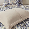 6 Piece Reversible Quilt Set With Throw Pillows Navy Tan King Cal King King Navy Cotton