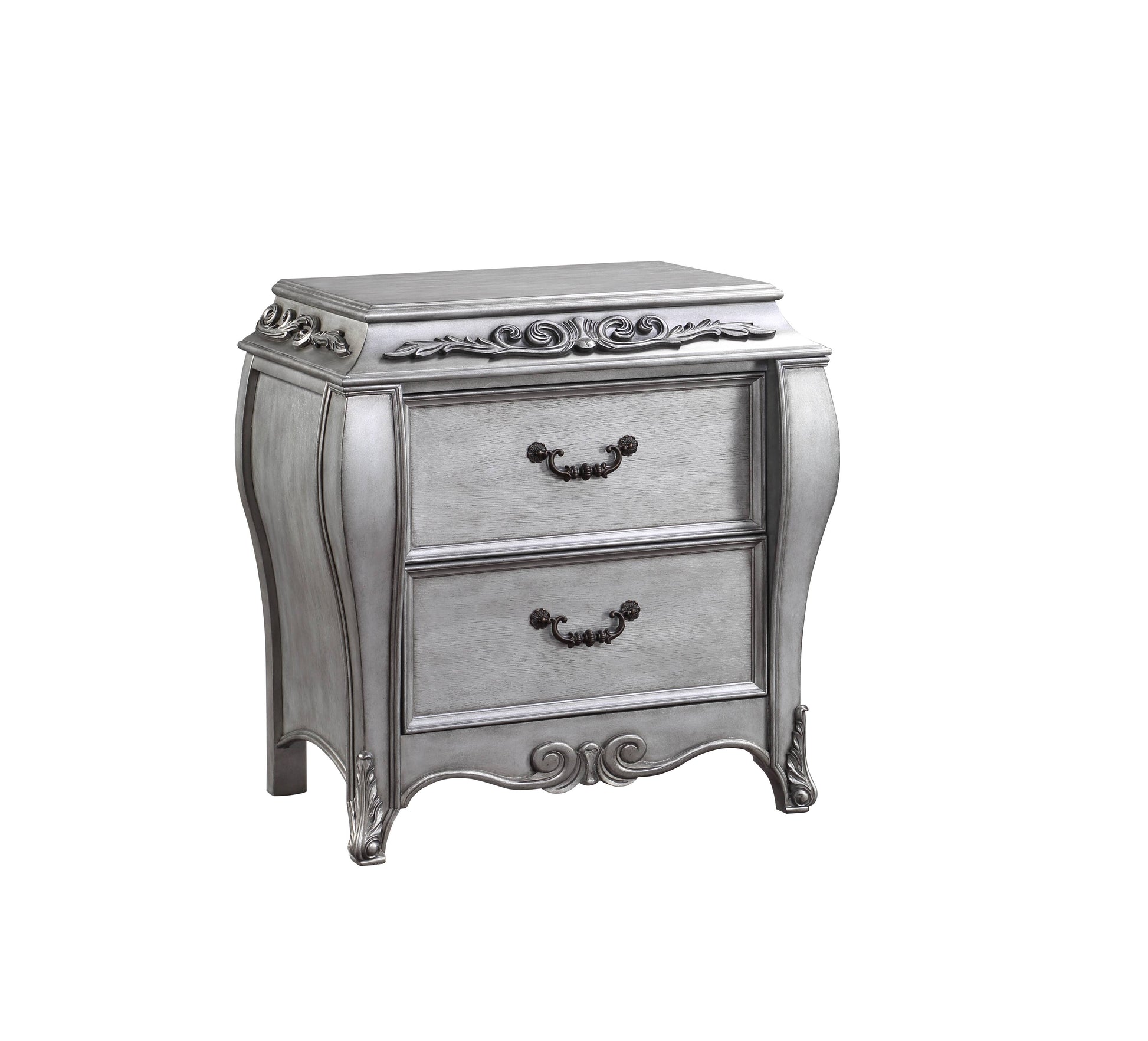 Leonora Nightstand, Vintage Platinum 22143 Silver Wood