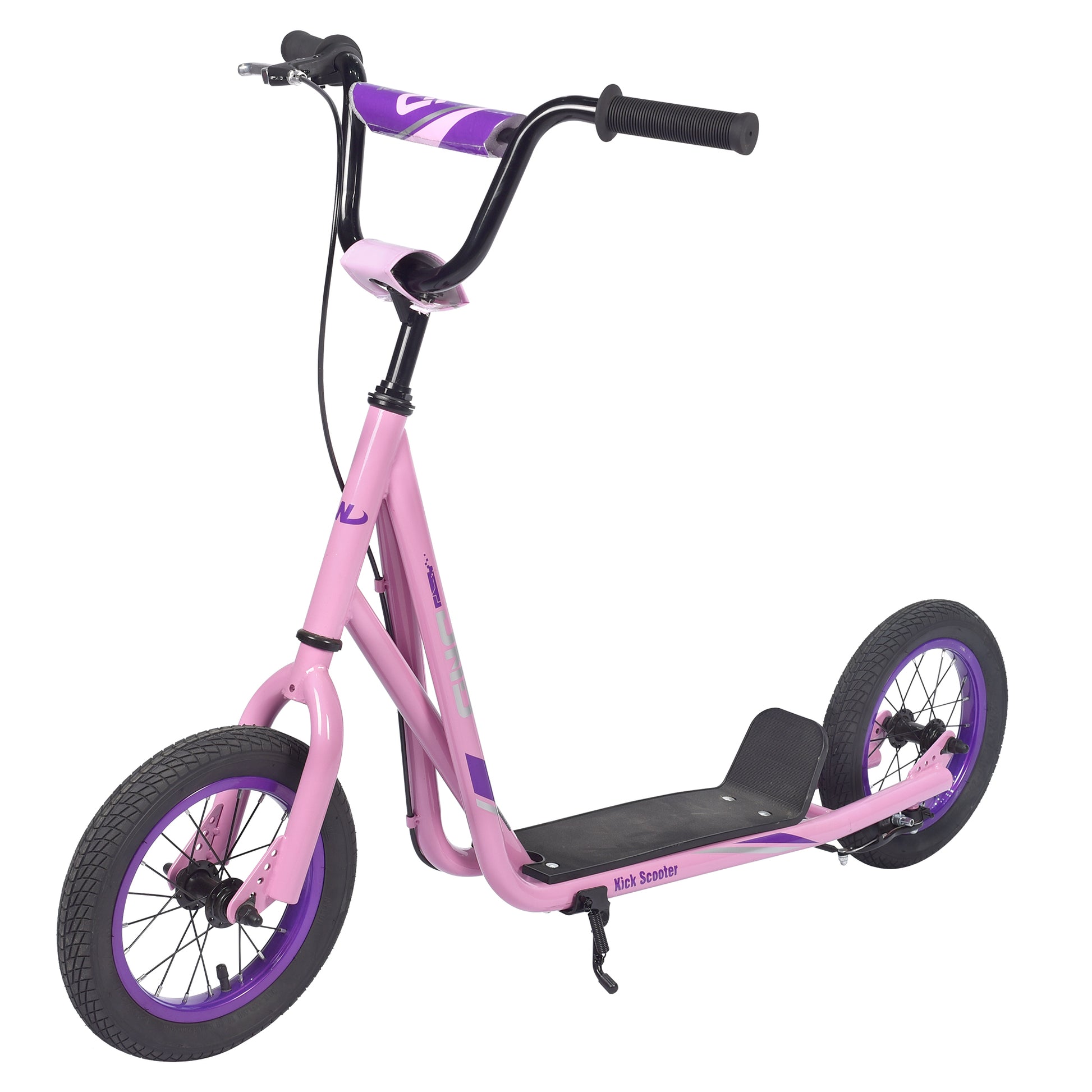 Youth Scooter Kick Scooter For Kids 6 With Adjustable Handlebar, 12 Inch Inflatable Wheels ,Widened Non Slip Footboard Cycling Pink Garden & Outdoor Carbon Steel