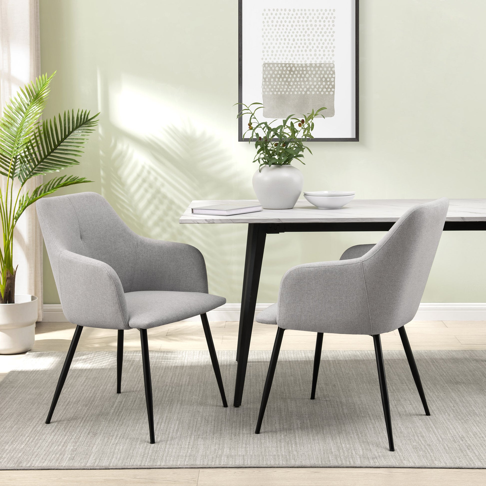 Contemporary Upholstered Woven Fabric Dining Chairs Fog Grey Fog Polyester Polyester