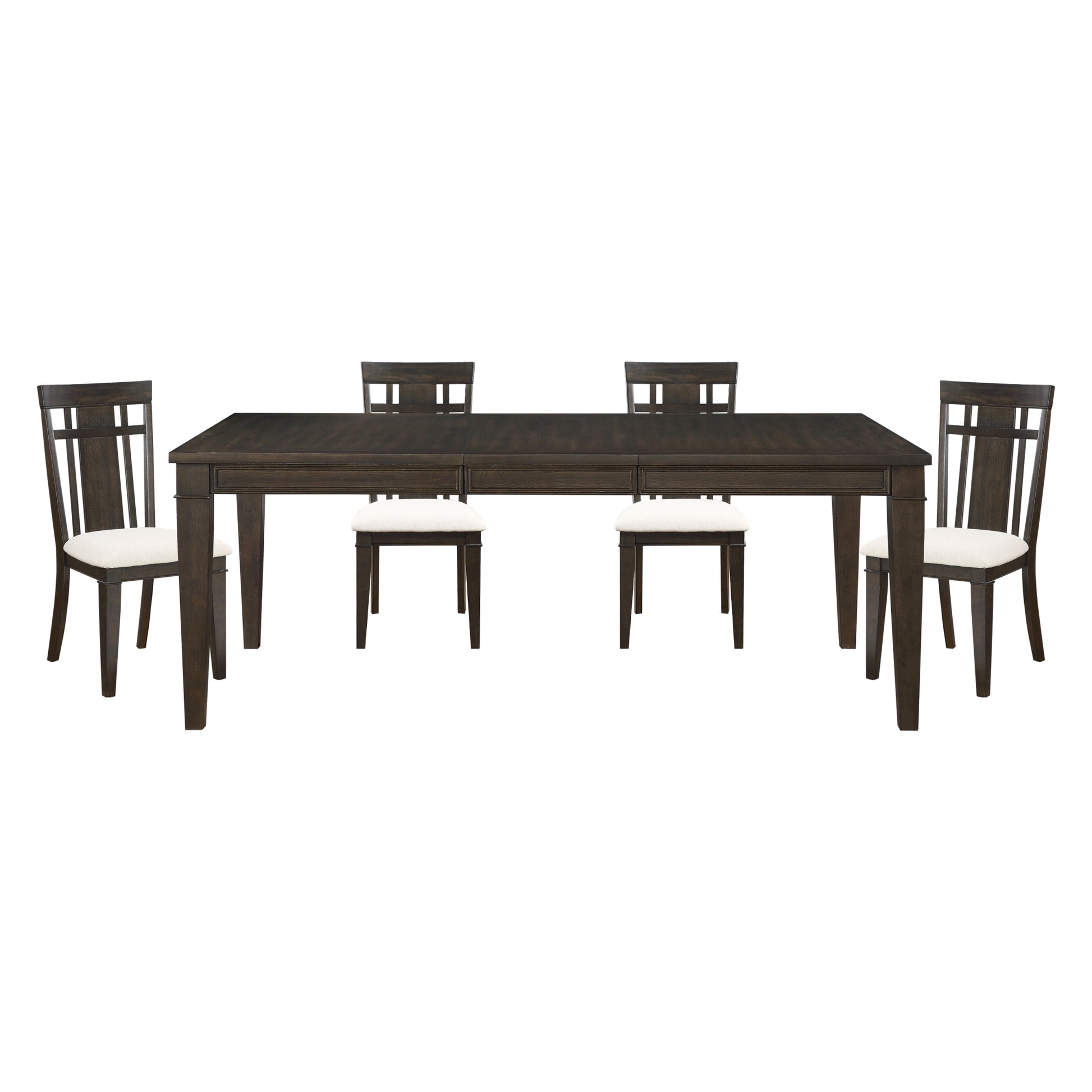 Dark Brown Finish 5pc Dining Set Expandable Table and wood-dark brown-seats 4-wood-dining