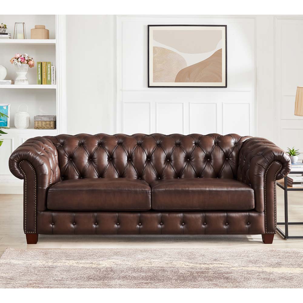 Versailles Leather Sofa Caramel Down Filling Genuine Leather 2 Seat