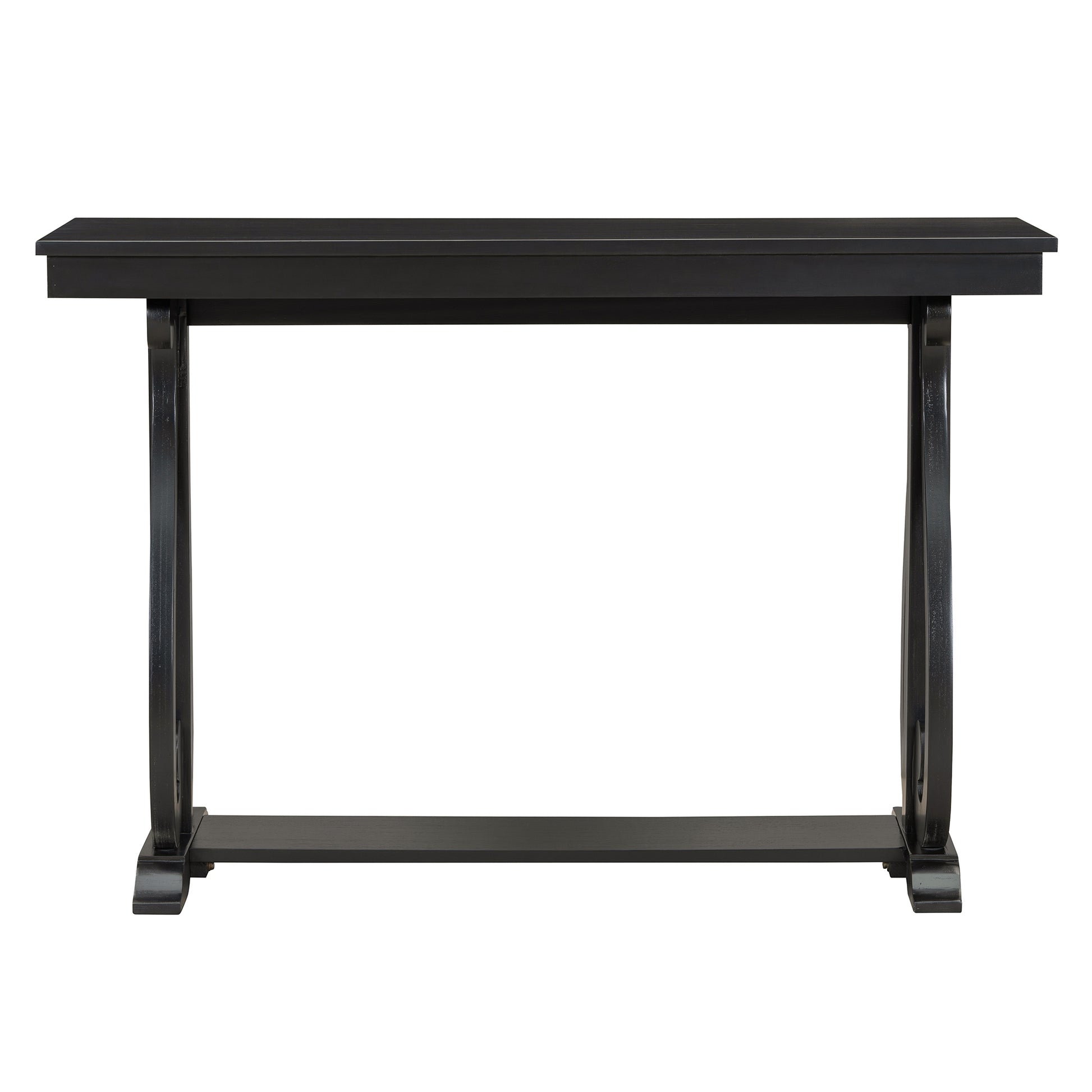 48 Inch Rustic Vintage Console Tablefarmhouse Style Entryway Table With Open Shelf And Sturdy Construction For Entryway And Living Room Black Black Distressed Finish Primary Living Space Antique,Rustic,Vintage Open Storage Console Tables Brushed