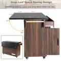 K&K Kitchen Island With Trash Can Storage Cabinet, Kitchen Cart With Drop Leaf, Spice Rack, Towel Rack And Drawer, Rolling Kitchen Island On Wheels With Adjustable Shelf, Walnut Brown Walnut Brown