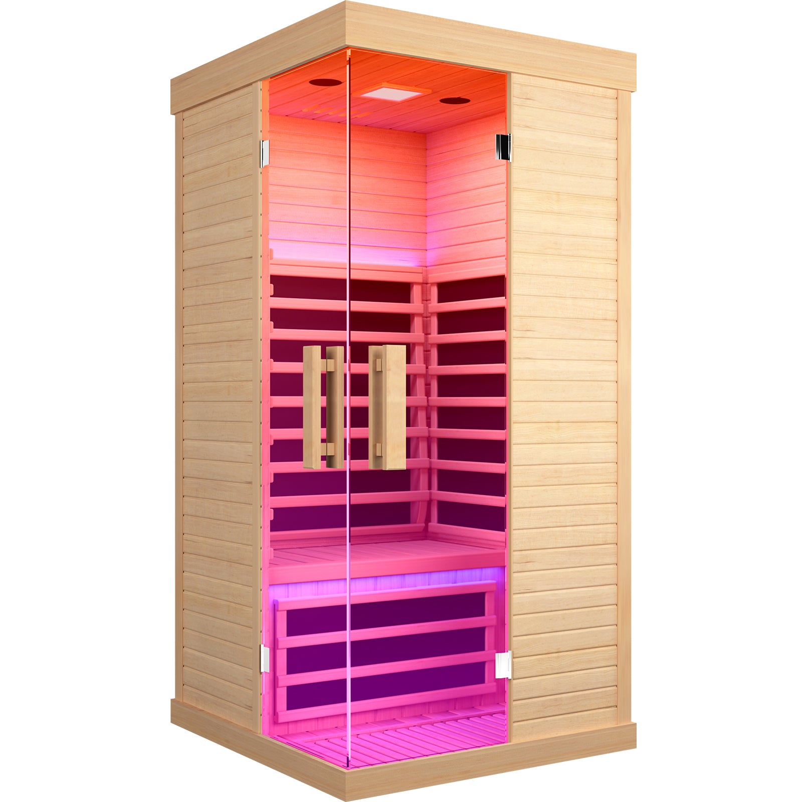 Canadian Hemlock Single Sauna Room Ancient Oak Wood Paper Glass