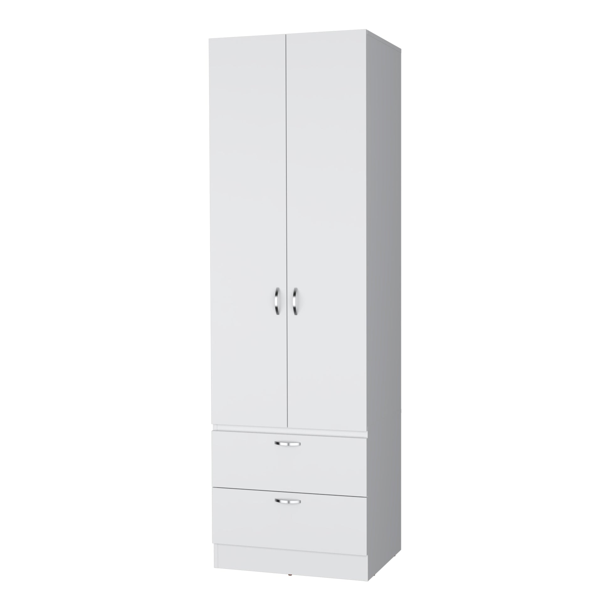 Tall Mayer Wardrobe In Melamine With Two Doors And Two Drawers White Particle Board Melamine