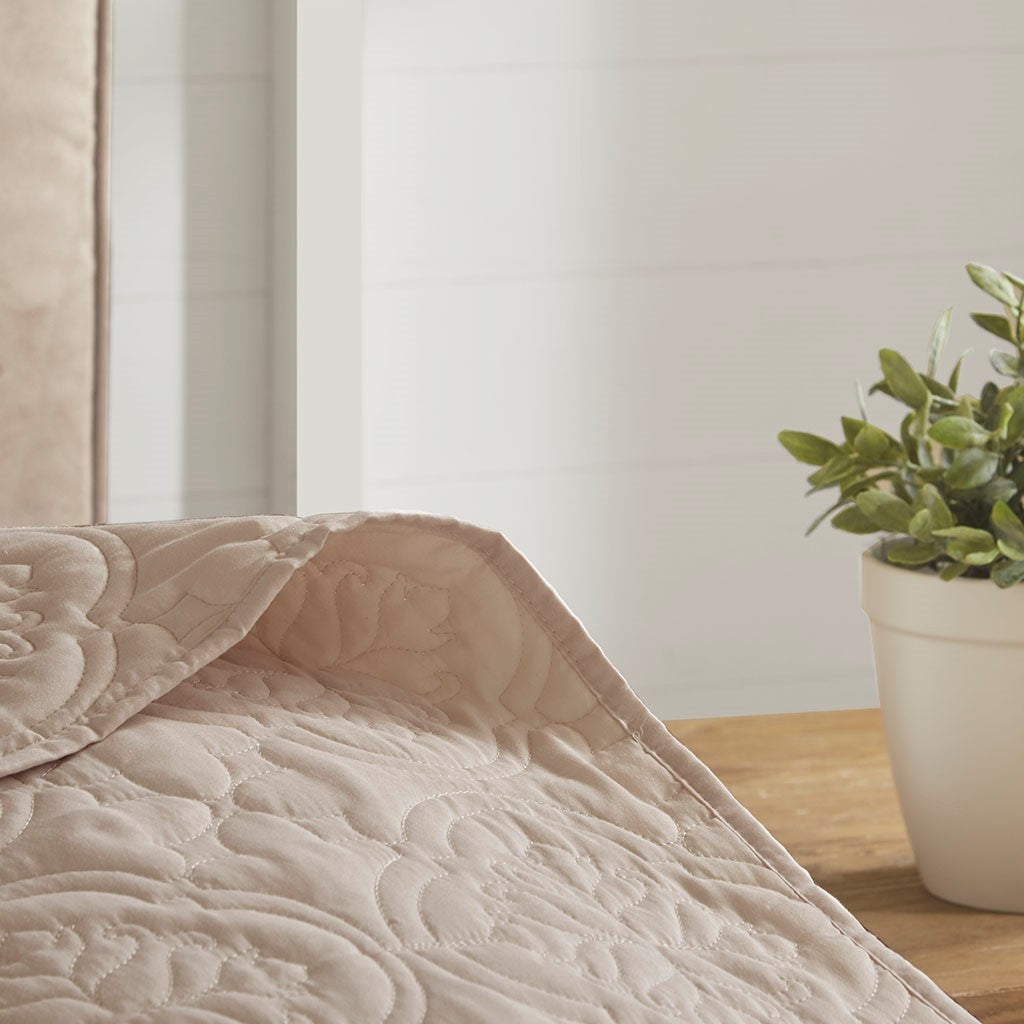 3 Piece Reversible Bedspread Set Khaki Full Queen Queen Khaki Microfiber