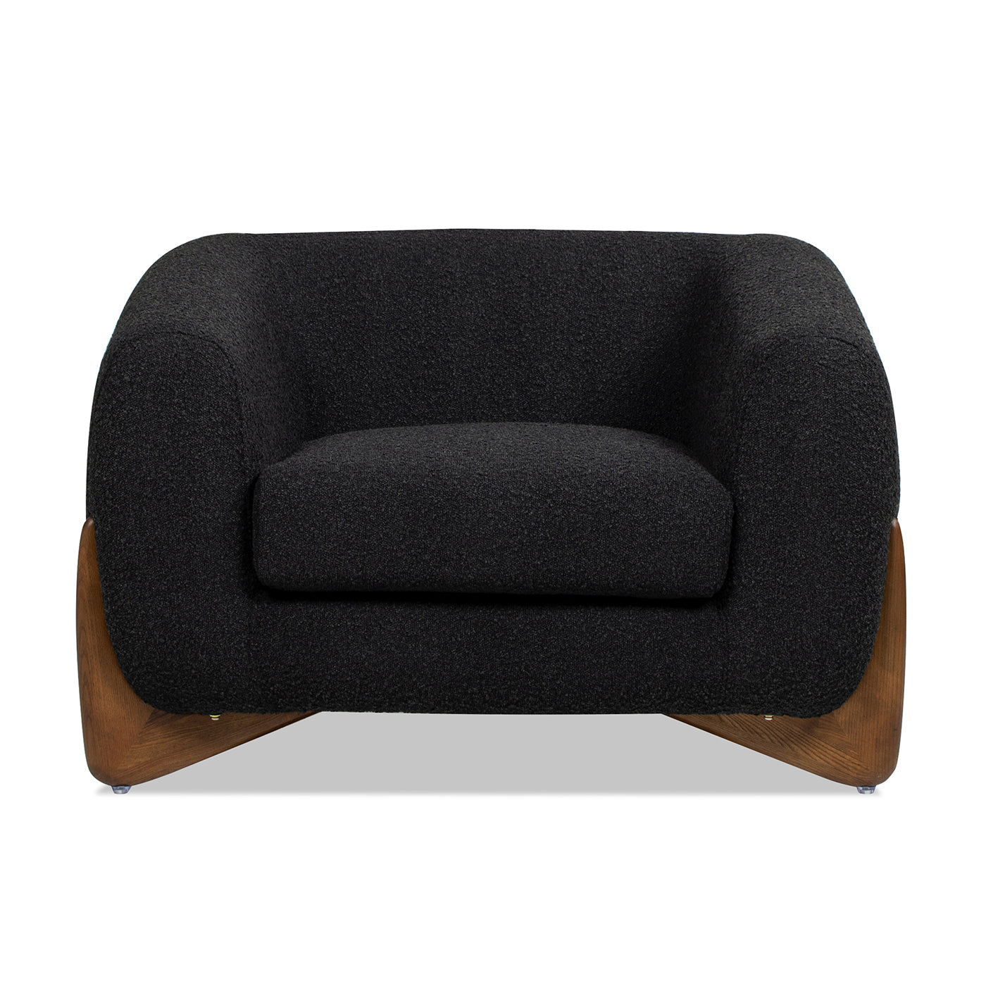 Alpine 44" Sherpa Arm Chair, Ebony Black Boucle Black Foam Boucle