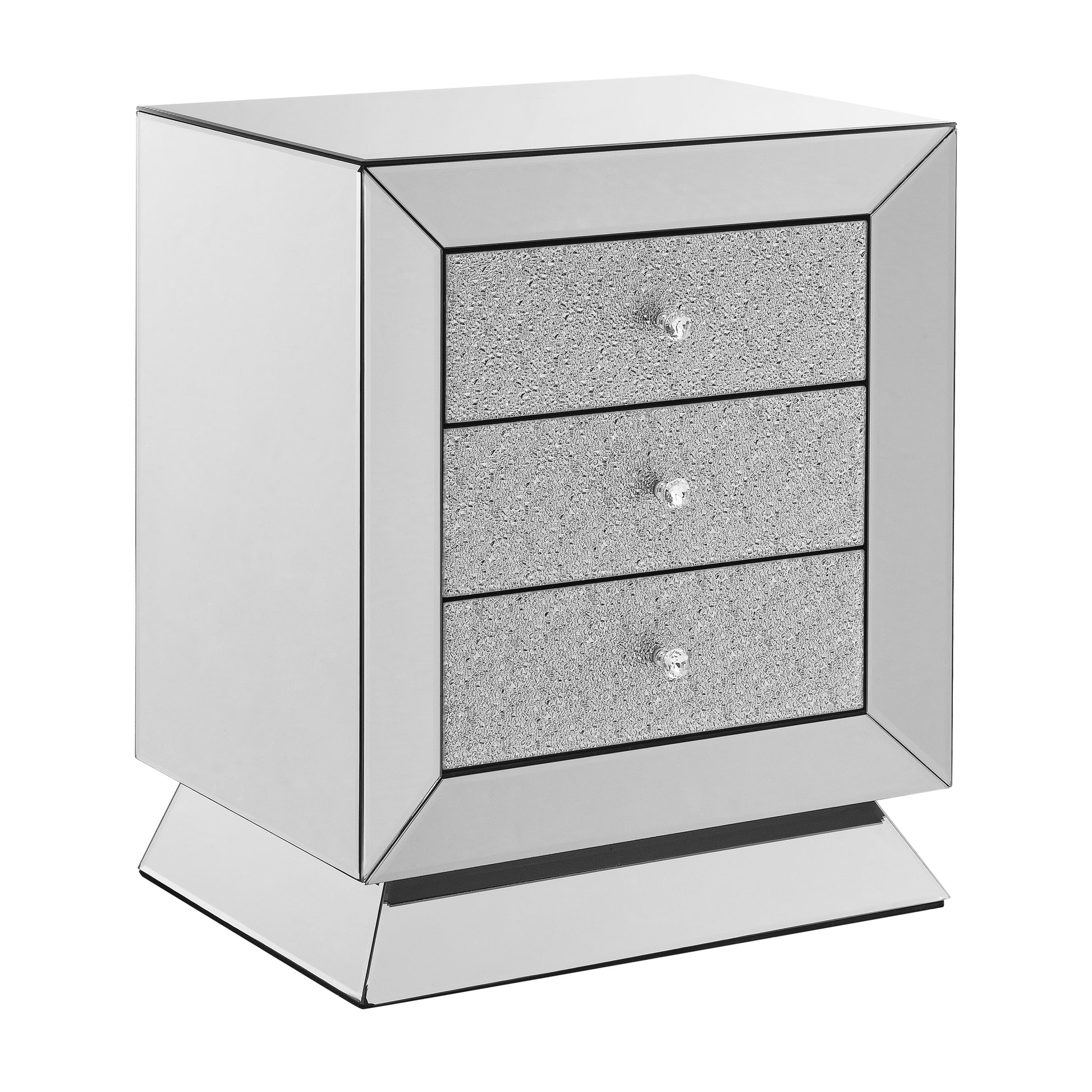 W 22 "X D 16.5" X H26.4 "Elegant Mirror Three Drawer Cabinet, Drawer Inlaid With Diamond Glass Mirror Three Drawer Cabinet, Suitable For Corridor, Living Room, Corner, Bedroom, Sofa Chest 3 4 Drawers Glass Pane Silver Bedroom Glass Doors American Design