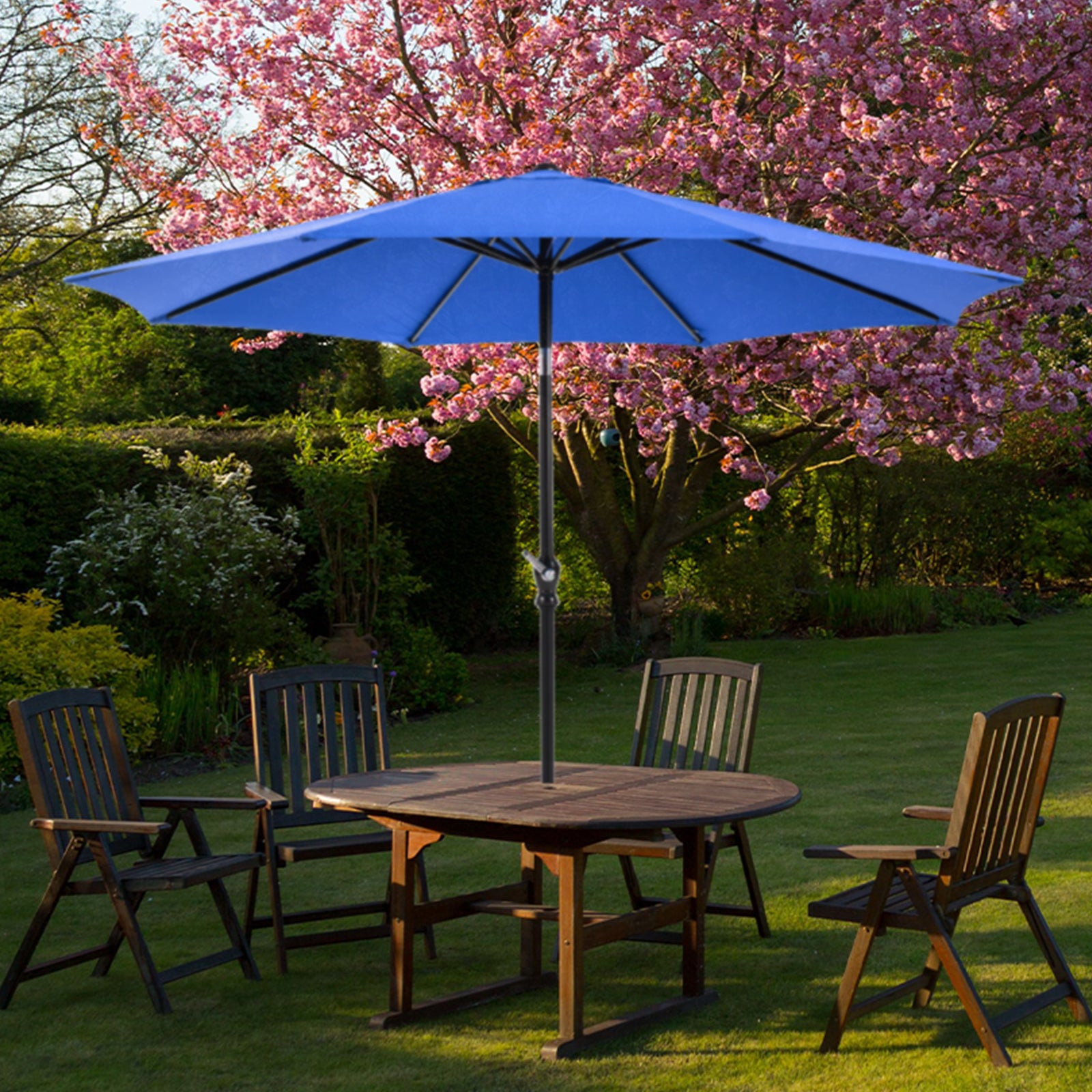 9 feet backtard patio umbrella 9 Foot Outdoor Patio Umbrella With Button Tilt And Crank, Outdoor Pati