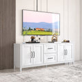 Modern White Tv Stand With Drawers And Cabinet For Organized Entertainment Center White 60 69 Inches Particle Board Mdf