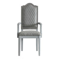 Two Tone Grey And Pearl Grey Upholstered Back Arm Chairs Set Of 2 Grey Dining Room Modern Rubberwood Wood Fabric