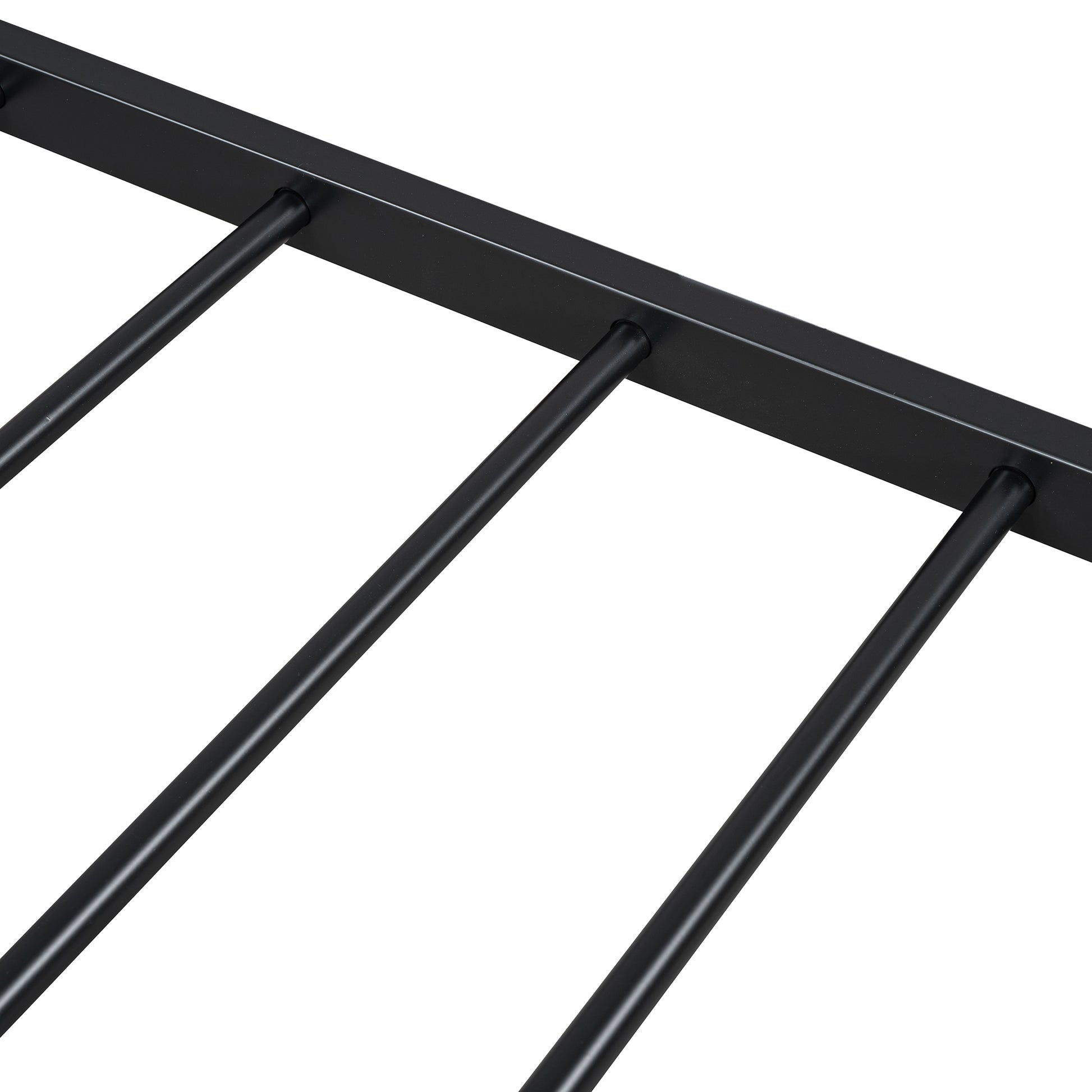 Full Size Metal Platform Bed With Two Drawers,House Shaped Headboard Design, Black Full Black Metal