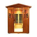 Outdoor Khaya Wood Four Person Far Infrared Sauna Room Natural Wood Metal & Wood