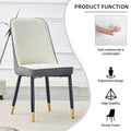 Table And Chair Set.A Morden Table With White Imitation Marble Patterned Stone Burning Tabletop With Golden Metal Legs.Paried With 4 Chairs With Pu Leather Backrest And Black Metal Legs. Black,White Gold Seats 4 Metal,Sintered Stone