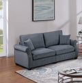 Classic Living Room 2Pc Sofa Set Dark Gray Corduroy Sofa Loveseat W Pillows Square Arms Plush Couch Dark Gray Primary Living Space Cushion Back Classic,Contemporary,Modern Rubberwood Rolled Arms Corduroy 4 Seat