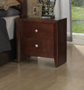 Brown Cherry 1Pc Nightstand Nickel Round Knob Transitional Style 2 Drawers Nightstand Bedside Table Rubberwood Brown Brown 2 Drawers Bedside Cabinet Bedroom Contemporary,Modern,Transitional