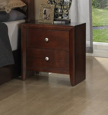 Brown Cherry 1Pc Nightstand Nickel Round Knob Transitional Style 2 Drawers Nightstand Bedside Table Rubberwood Brown Brown 2 Drawers Bedside Cabinet Bedroom Contemporary,Modern,Transitional