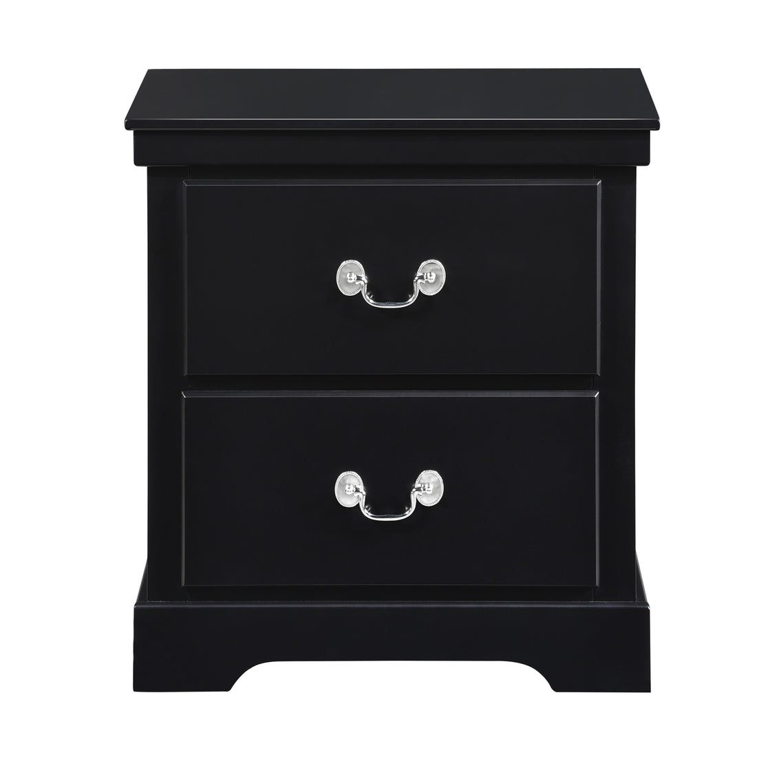 1Pc Classic Traditional 2 Drawers Nightstand Black Finish Bedroom Furniture Wooden Bedside Table Cabinet Black 2 Drawers Drawers Wood