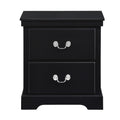 1Pc Classic Traditional 2 Drawers Nightstand Black Finish Bedroom Furniture Wooden Bedside Table Cabinet Black 2 Drawers Drawers Wood