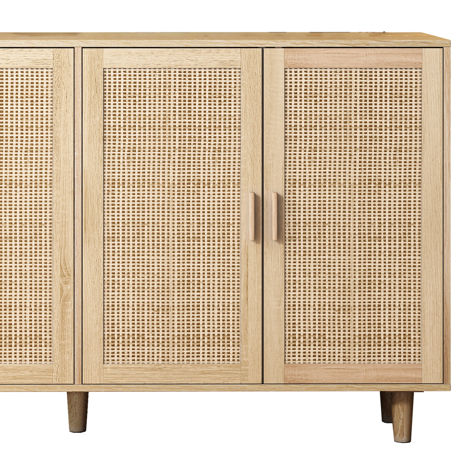 62.20"Elegant And Functional 4 Door Rattan Decorative Storage Cabinet,For Bedroom,Living Room,Office,Easy Assembly Same Sku:W757133282 Natural Particle Board