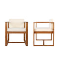 Patio Dining Chairs Set Of 2 Teak Beige Acacia Wood