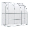 Outsunny 7' X 4' X 7' Outdoor Lean To Greenhouse, Walk In Green House Plant Nursery With Roll Up Window, Pe Cover, White White Plastic