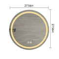 27 Inch H Led Single Bathroom Vanity Mirror Polished Crystal Bathroom Round Vanity Mirror For Smart Lighting On Bathroom Walls Transparent Glass