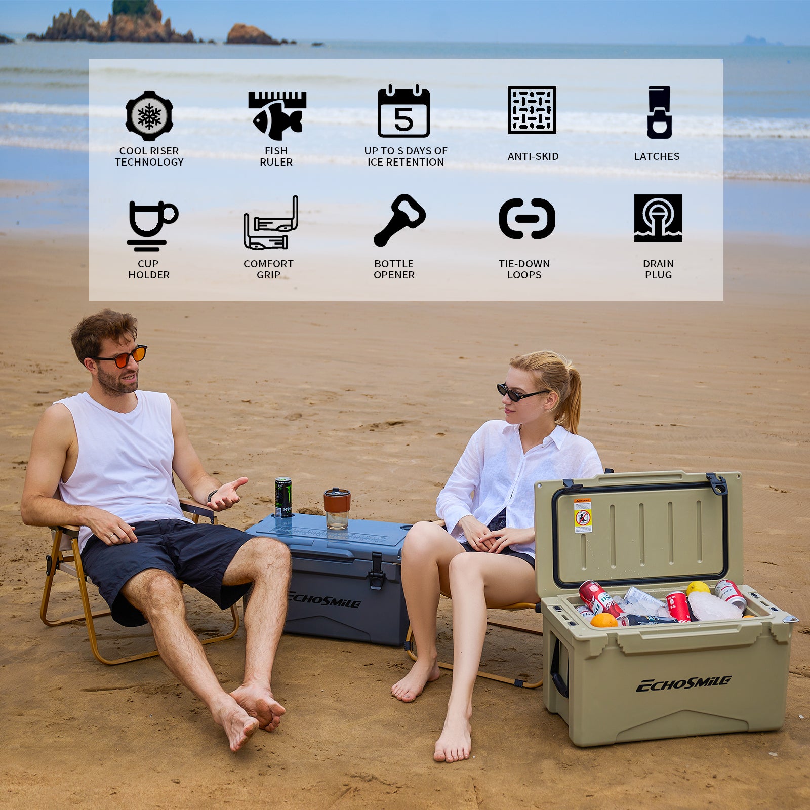 40Qt Khaki Colored Insulated Box Khaki Polyethylene