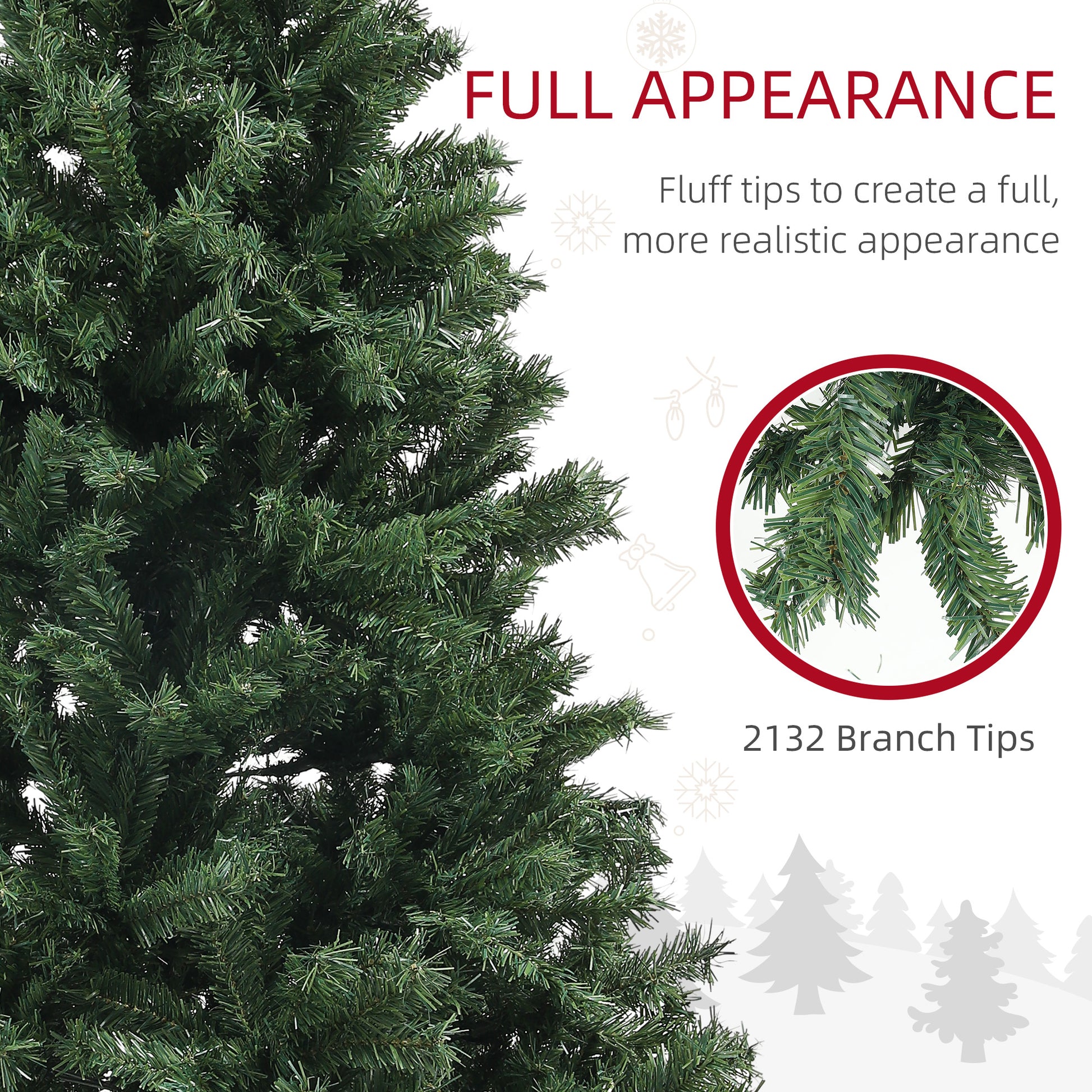 Homcom 9Ft Artificial Christmas Tree, Xmas Tree With 2132 Branch Tips, Auto Open, Holiday D Cor With Steel Base For Home Office, Green Green Steel