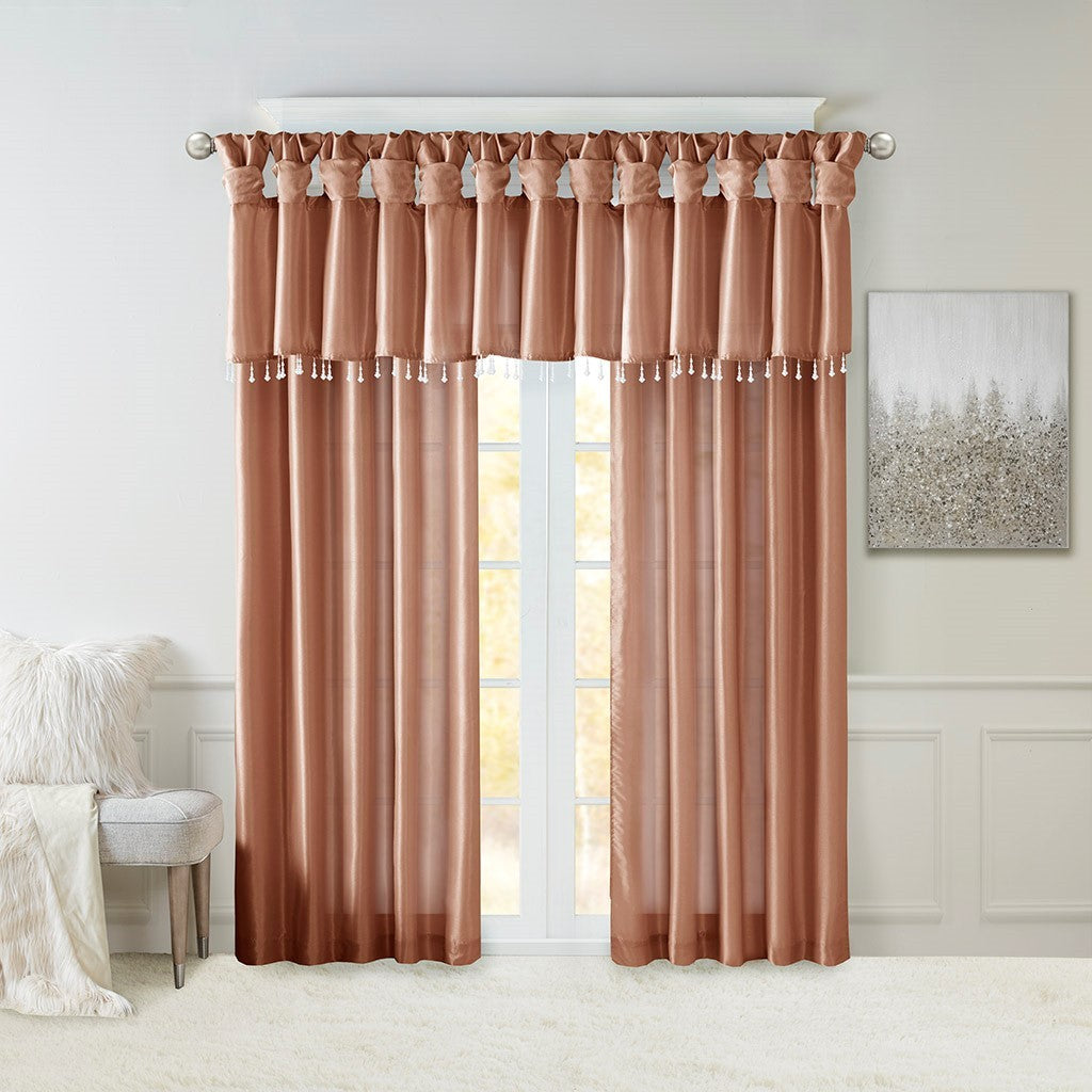 Twist Tab Lined Window Curtain Panel Only 1 Pc Panel Spice Polyester