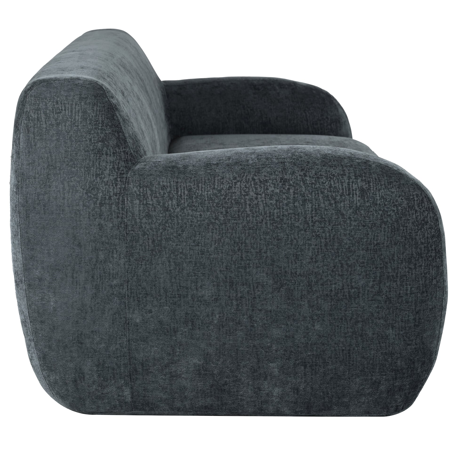 81.5'' Minimalist Curved Upholstered Sofa, 3 Seat Modular Casual Sofa For Living Room, Bedroom, And Apartments Gray Polyester 3 Seat