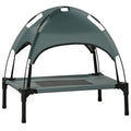 Pawhut Elevated Portable Dog Cot Pet Bed With Uv Protection Canopy Shade, 24 Inch, Gray Gray Metal