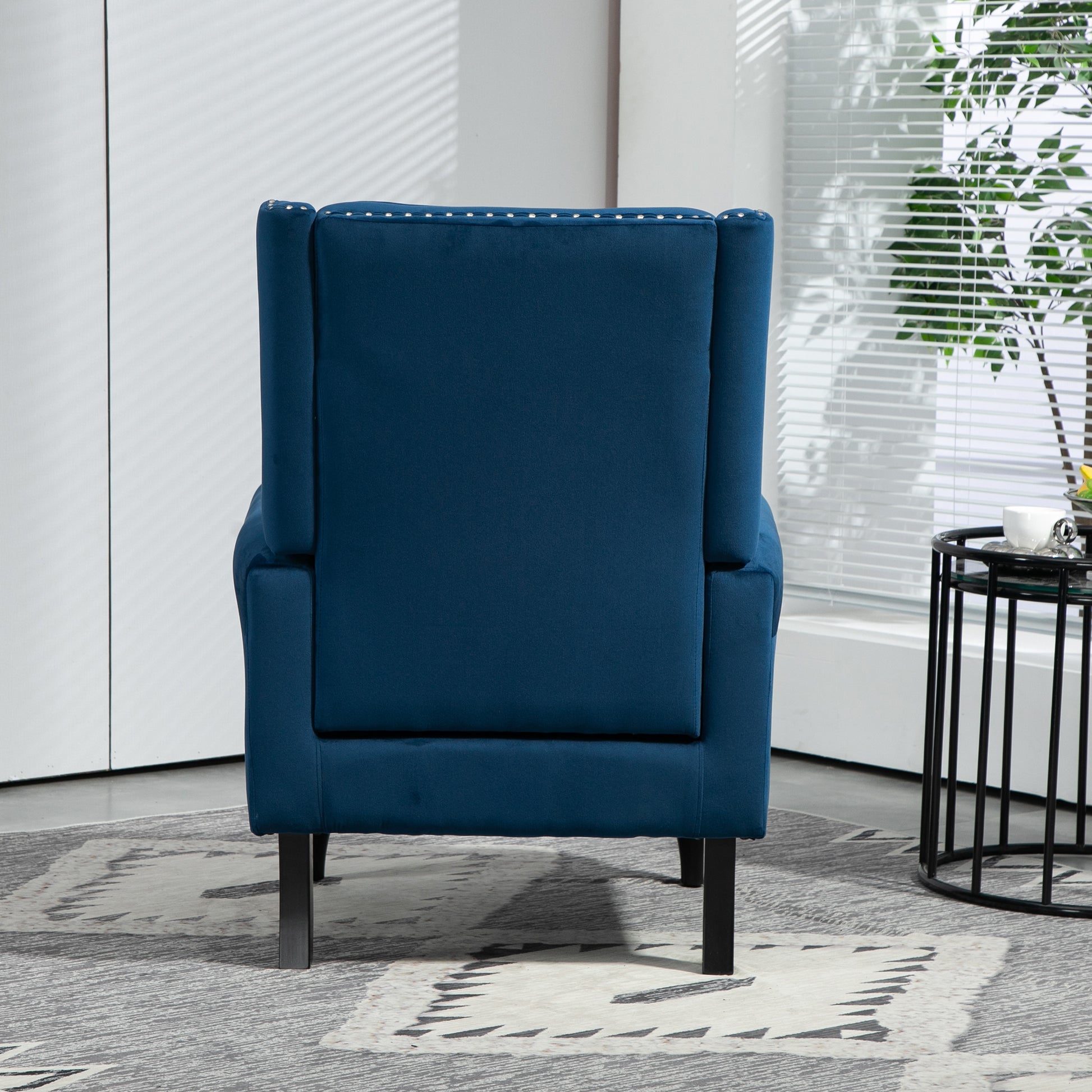 Coolmore Wood Frame Armchair, Modern Accent Chair Lounge Chair With Sturdy Wood Legs For Living Room Bedroom Navy Navy Foam Velvet