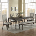 Linnett 6 Piece Dining Set Dark Gray Dark Gray Wood