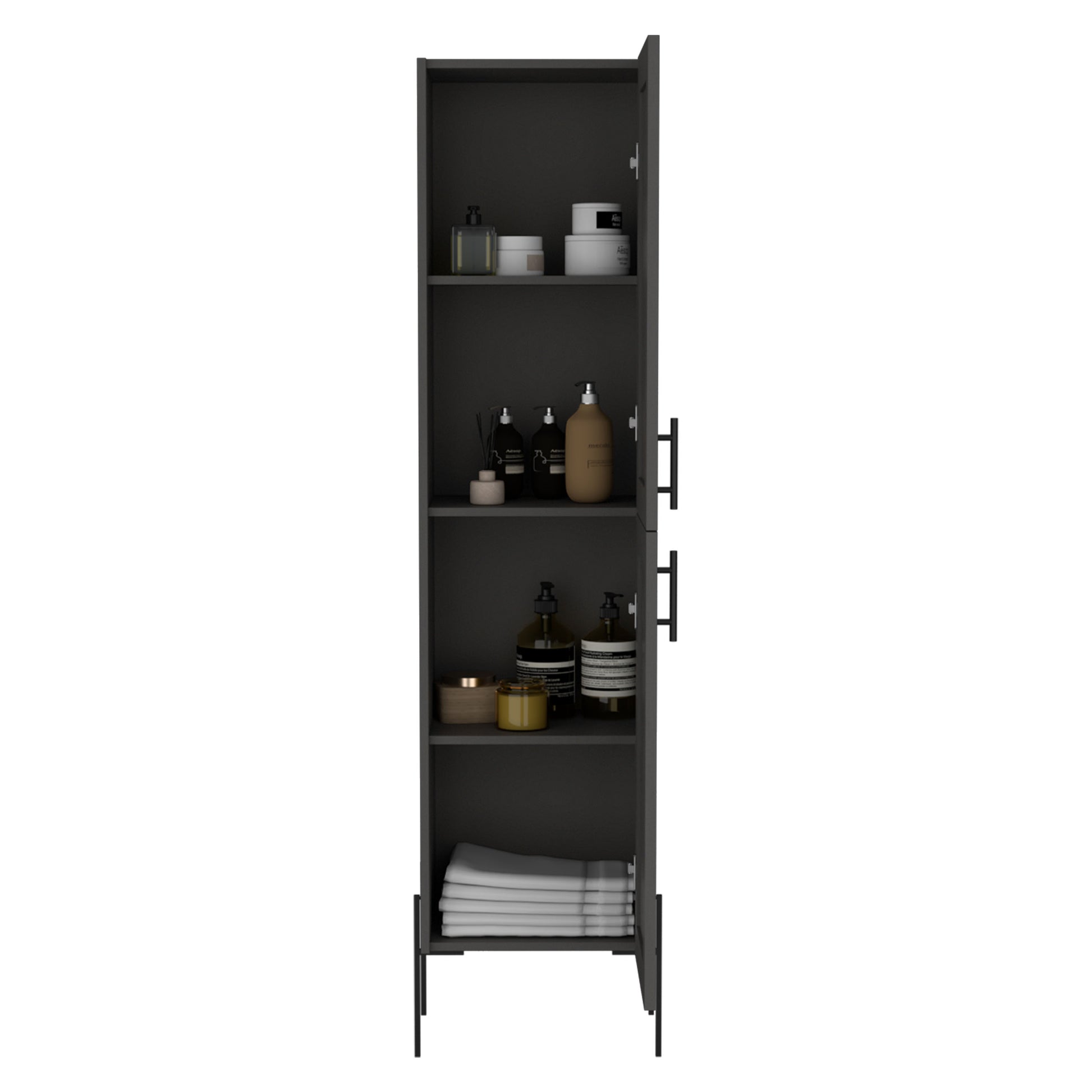 Hagi 71" Tall Four Tier Shelf One Door Linen Shaker Cabinet Gray Particle Board