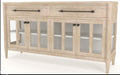 Power Raedy Buffet With Glass Cabinet Doors Sand Solid Wood Mdf