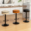 Round Storage Bar Stool Set Of 2, Khaki Faux Leather Height Adjustable Barstool, 360 Counter Height Swivel Stool, Armless Bar Chair With Metal Frame For Kitchen Counter Dining Living Room Khaki Set Of 2 Foam Pu Leather