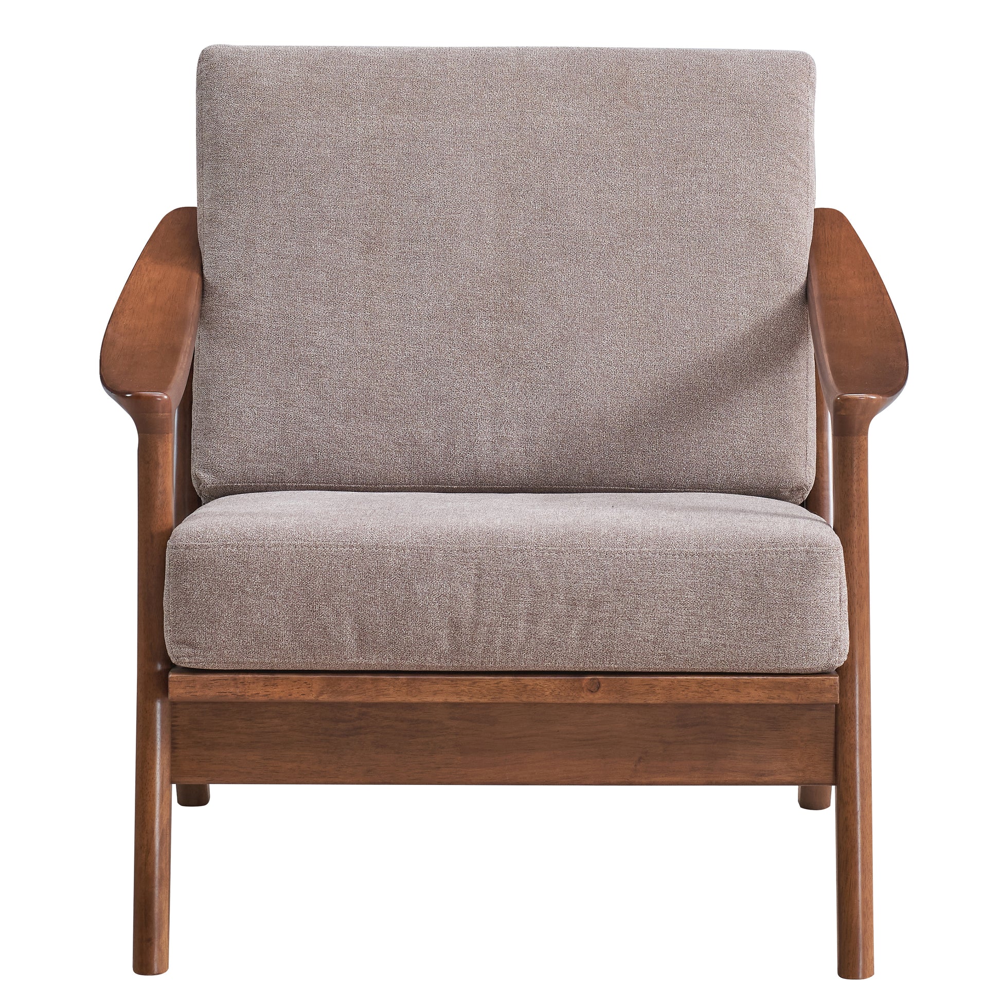 Light Brown And Brown Accent Chair With Removable Cushion Brown Primary Living Space Modern Wood Fabric