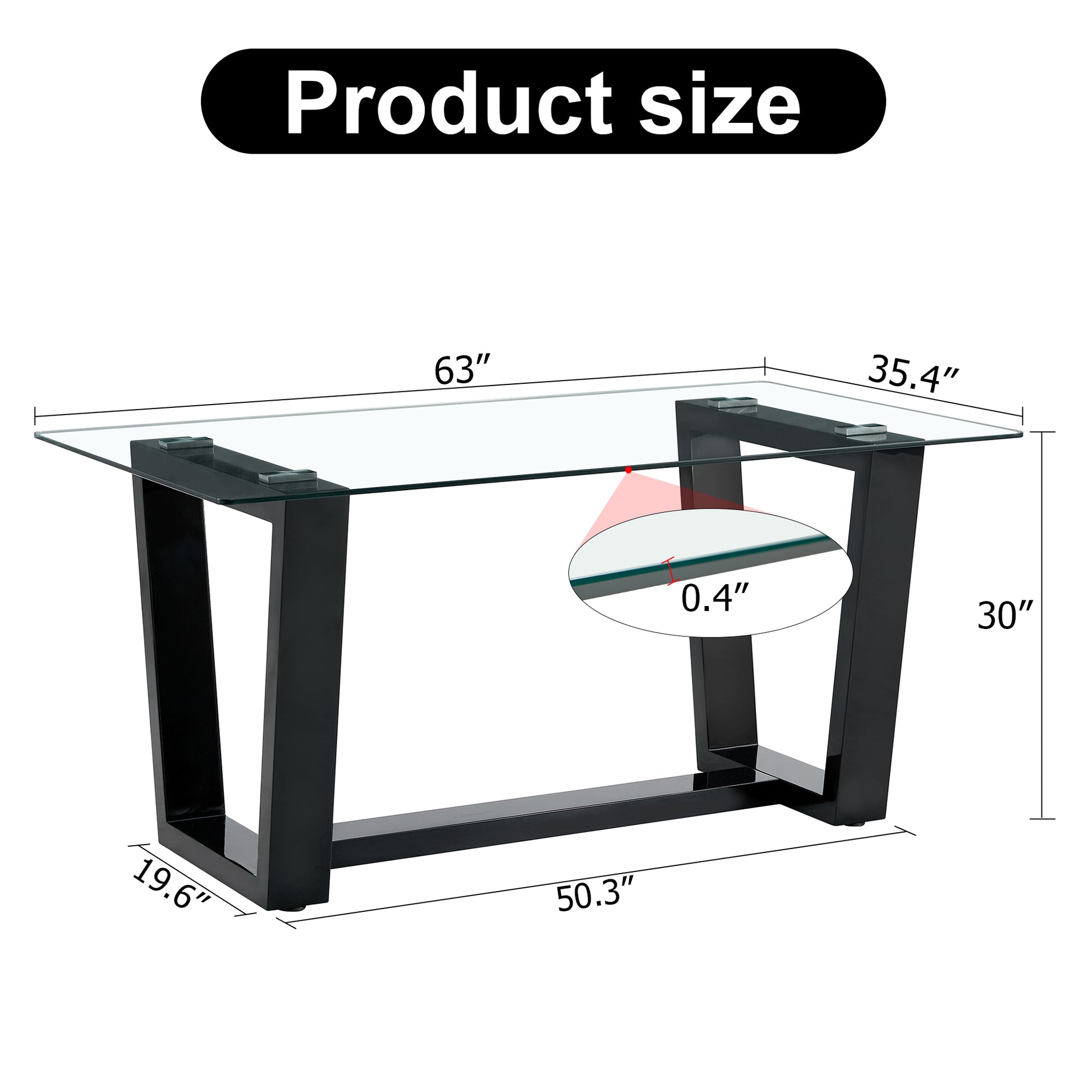 Seating 6 8 People, This Modern, Minimalist Rectangular Dining Table Features A Tempered Glass Top And A Sleek Black Mdf Stand. Suitable For Kitchen, Dining Room, Living Room, Meeting Room Transparent Mdf Glass