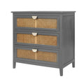 3 Drawer Cabinet,Natural Rattan,American Furniture,Suitable For Bedroom, Living Room, Study Gray Mdf